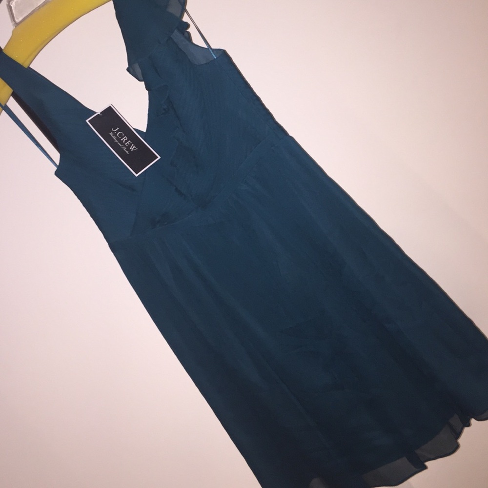 J. Crew Silk chiffon "dark bluegrass" dress